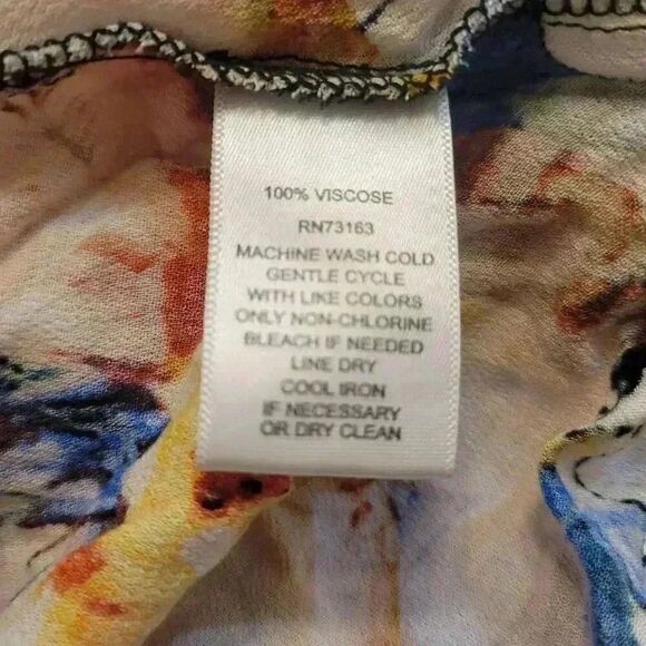 Cupio Women's Black, White & Bright Multicolor Viscose Floral Button Down Shirt - Picture 10 of 12